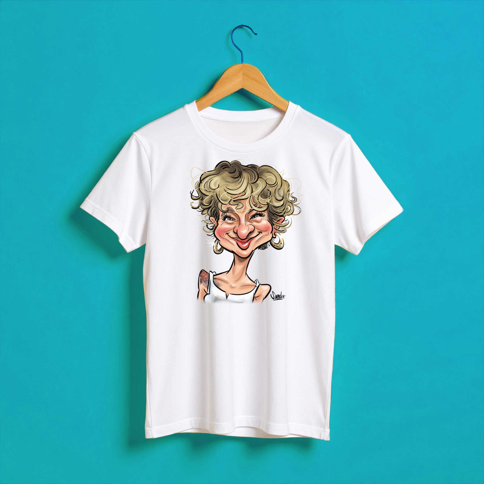 T-shirt met karikatuur Jacqueline Govaert