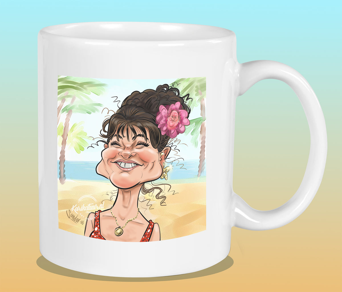 Mok met de karikatuur van Doete (B&B Vol Liefde)