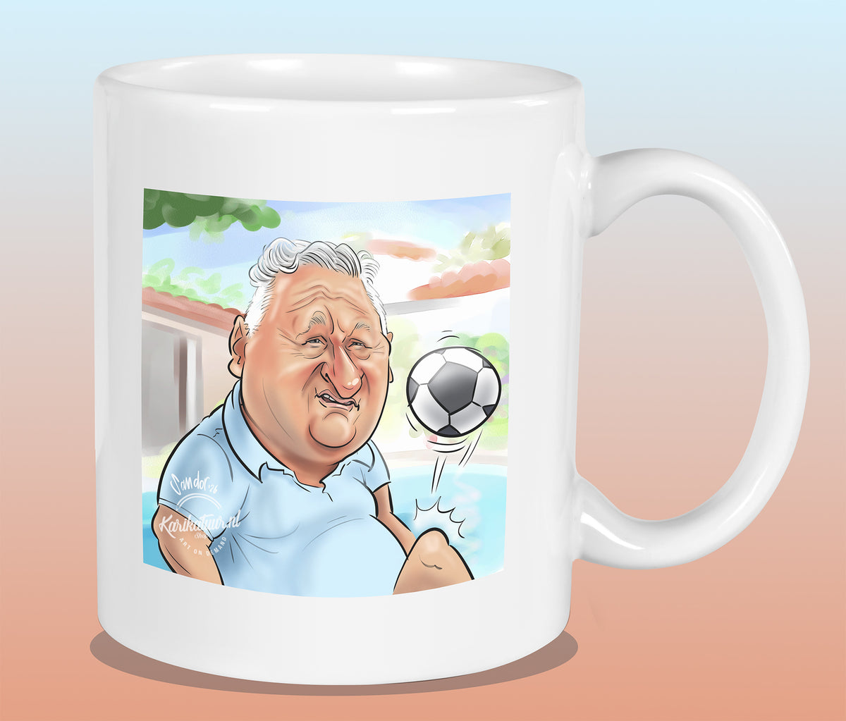 Mok met de karikatuur van Gilberto (B&B Vol Liefde)