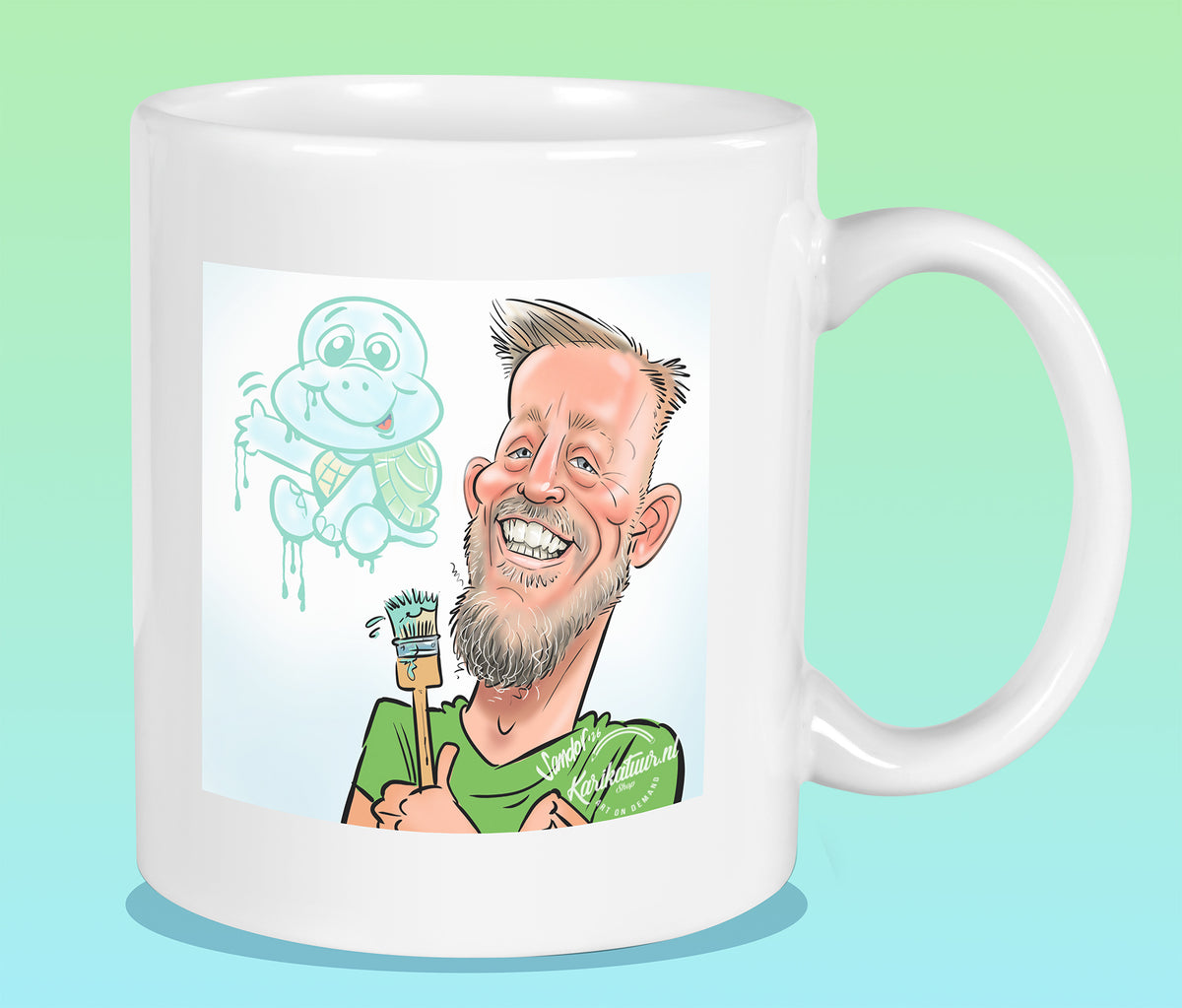 Mok met de karikatuur van Menno (B&B Vol Liefde)