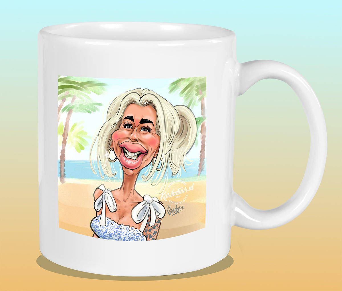 Mok met de karikatuur van Sabina (B&B Vol Liefde)