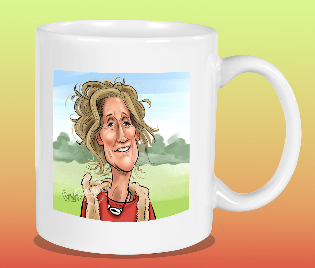 Mok met de karikatuur van Suus (B&B Vol Liefde)