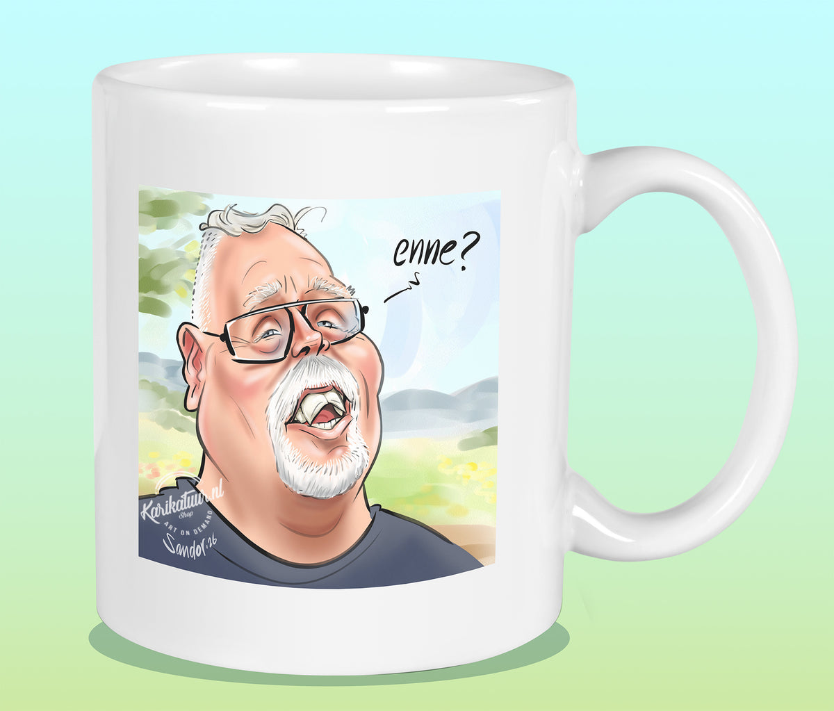 Mok met de karikatuur van Ton (B&B Vol Liefde)
