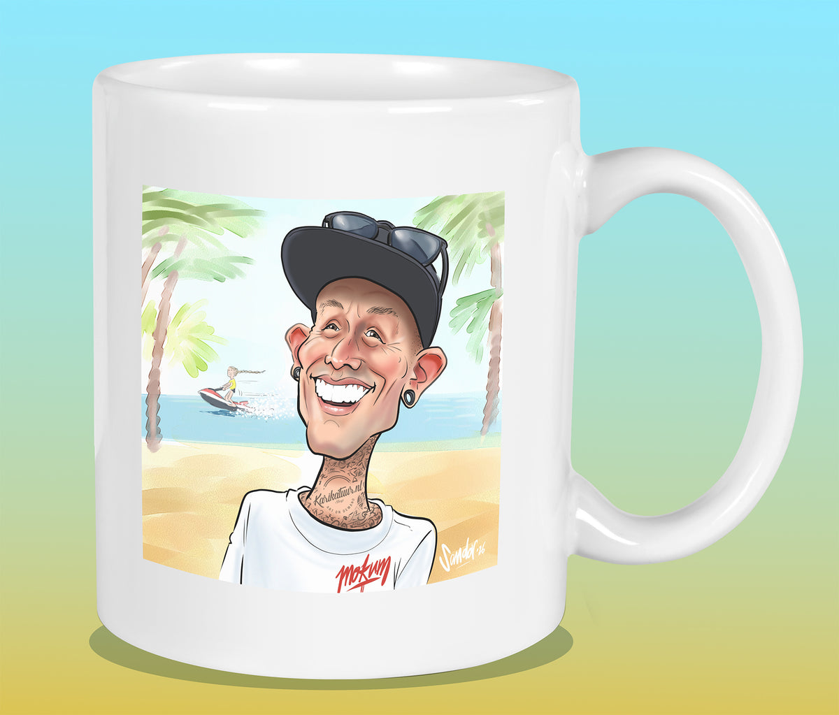 Mok met de karikatuur van Tony (B&B Vol Liefde)
