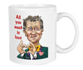 Mok met de karikatuur van Dr. Love